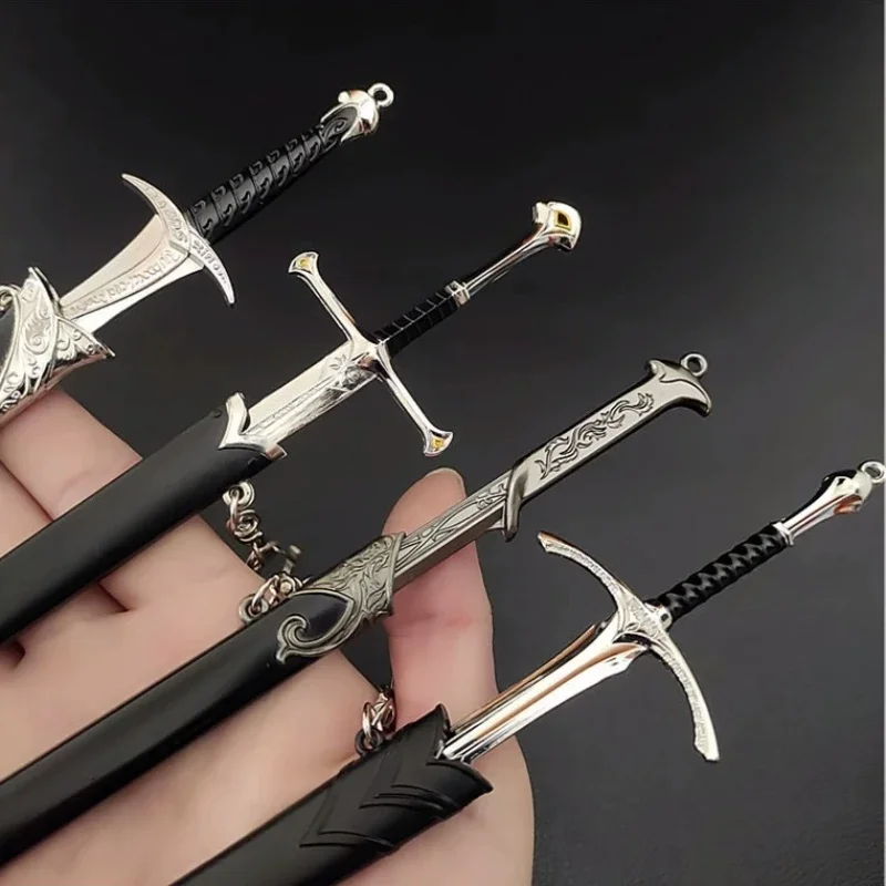 18-22cm Lord of F Rings Medieval Weapon Glamdring Aragorn Narthil Sword Metal Katana Samurai Sword Keychain Ornaments Gifts Toy 5