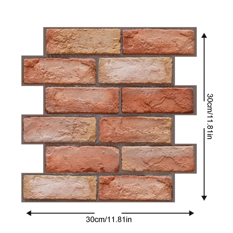 1Pc Self Adhesive Waterproof 3D Wall Panels Peel and Stick Subway Tile Brick Wallpaper Retro Sticker for Bathroom Fireplace
