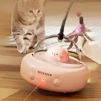 Interactive Cat Toy with Feathers & Laser, 360° Obstacle Avoidance, Auto Standby, USB Charging 4