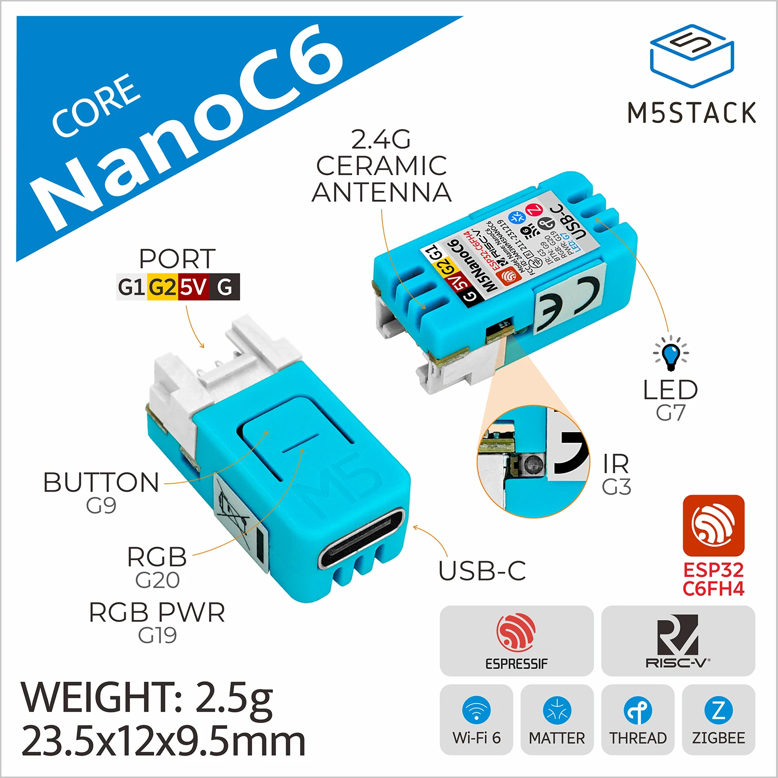 รูปสินค้า บอร์ดพัฒนา ESP32-C6 Wi-Fi 6 Zigbee สำหรับบ้านอัจฉริยะ