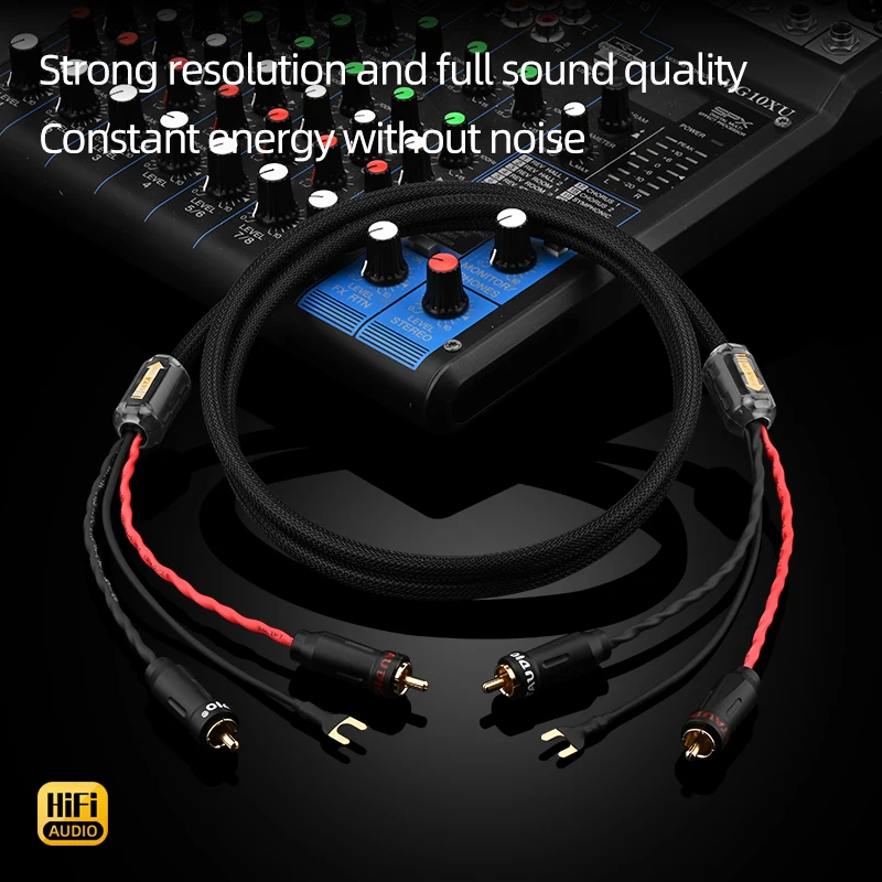 HiFi Audio Premium Phono Tonearm Cable with Grounding and Dual Magnetic Ring