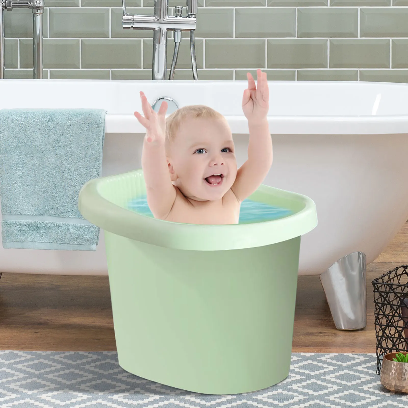 Vasca da bagno per bambini vasca da bagno in plastica addensata per bambini  può sedersi su tutto il corpo vasca da bagno per bambini per ragazze