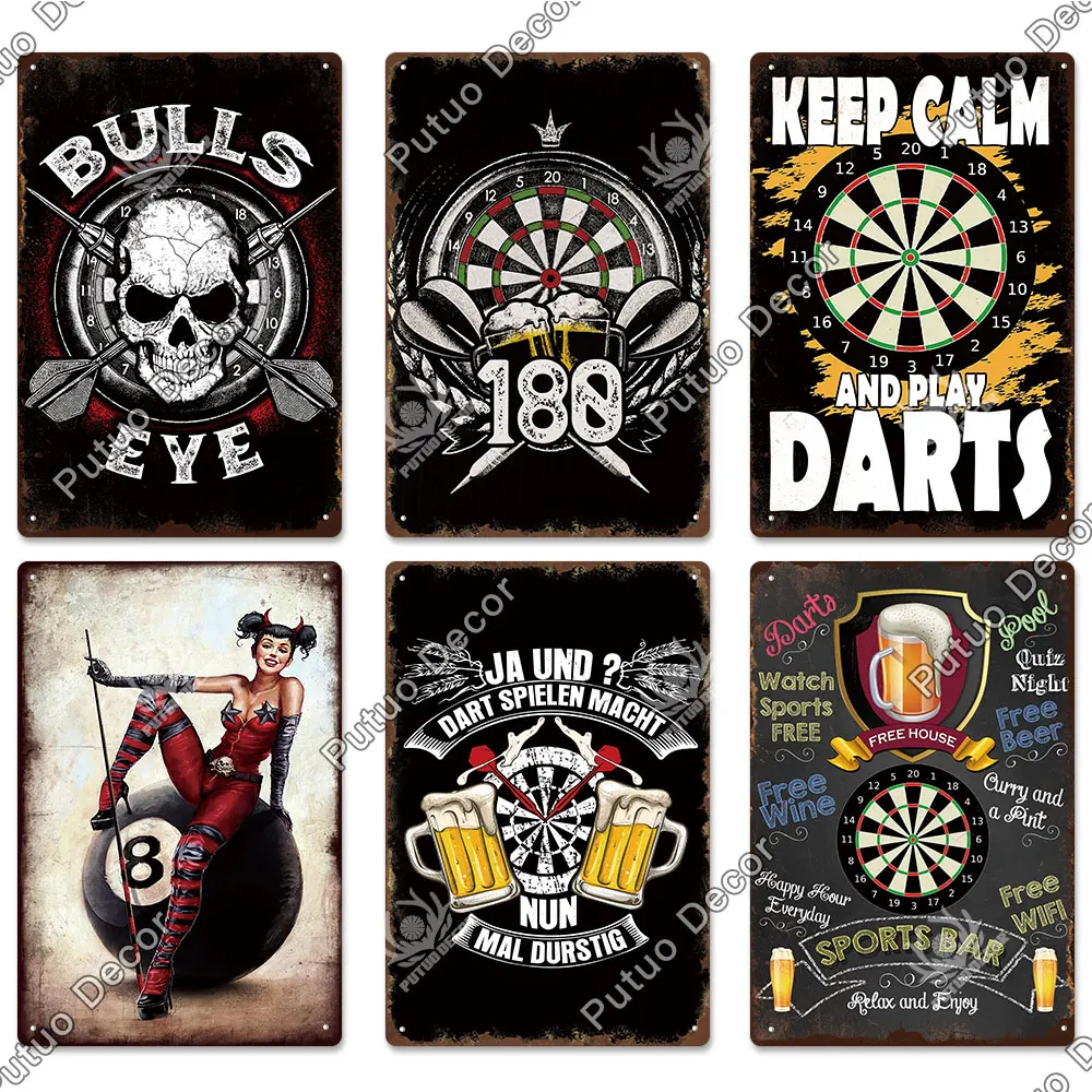 Compra Cartel De Chapa Que Dice 18x12cm Dardos Dart King Decoración De Pared Al Por Mayor