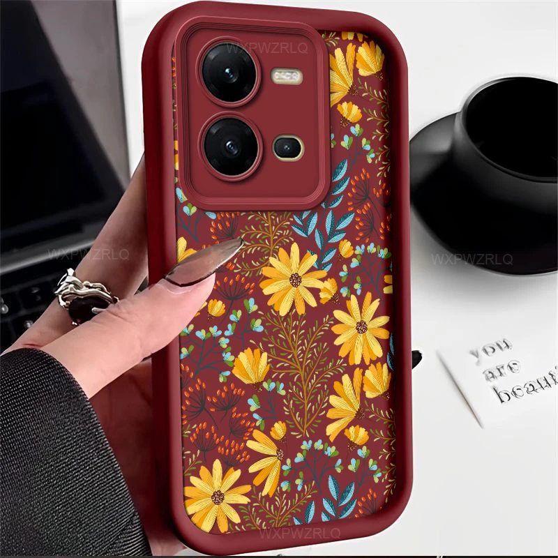 Floral Art Matte Soft Phone Case - Elegant Flower Painted Back Cover