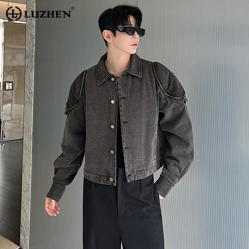 

LUZHEN Niche New Fashion Jackets Design Denim Men Trendy Vintage Washed Casual Short Coat Stylish Korean Retro Outerwear 0aeb4c