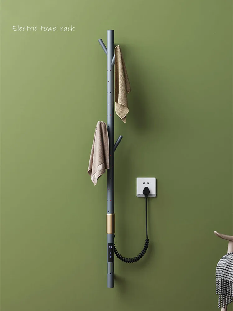 ราวแขวนผ้าเช็ดตัวไฟฟ้าสีทองขัดเงา ปี 2026 ควบคุมอัจฉริยะ สำหรับห้องน้ำในบ้าน ดีไซน์สร้างสรรค์สำหรับโรงแรม 1