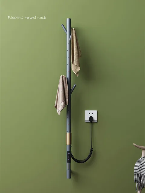 ราวแขวนผ้าเช็ดตัวไฟฟ้าสีทองขัดเงา ปี 2026 ควบคุมอัจฉริยะ สำหรับห้องน้ำในบ้าน ดีไซน์สร้างสรรค์สำหรับโรงแรม 1