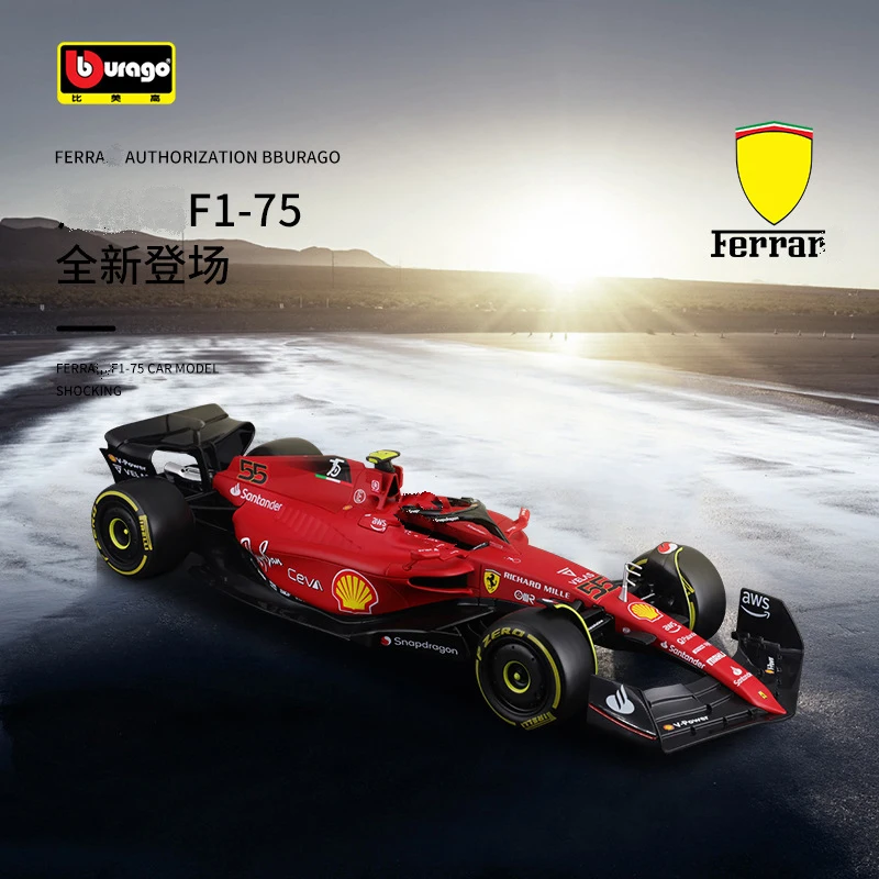 Bburago 1:43 2022 F1 Scuderia Ferrari F1-75 #16 Leclerc #55 Sainz Alloy Luxury Vehicle Model Toy Collection Christmas Gift Adult bburago 2022 f1 ferrari f1 75 16 leclerc 55 sainz alloy vehicle diecast cars model toy collection gifts adults 1 43