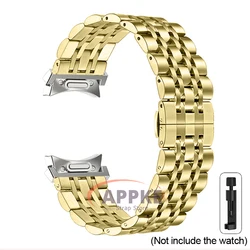 Sleek Stainless Steel Smartwatch Band - Gap - Free Quick Fit Metal Strap - watch 4 classic (Gold)