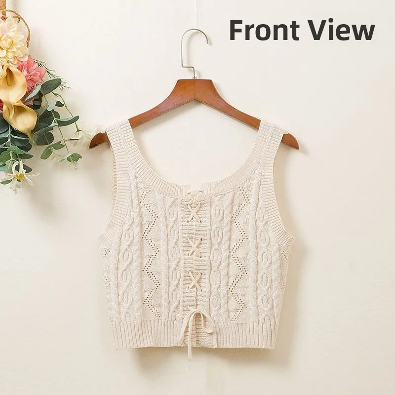 High Waist Knitted Vest Women's Two-Sided Wear ort Sle Spring Autumn Layering Faion Trendy Twist Spring Summer New Arrival