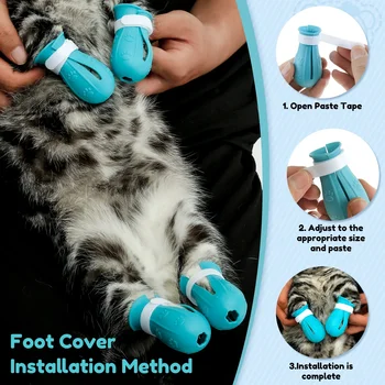 Cat Muzzle Breathable Transparent Anti-Bite Protective Space Hood Set Durable Cat Grooming Accessories with 4 Silicone Paw Shoes 5