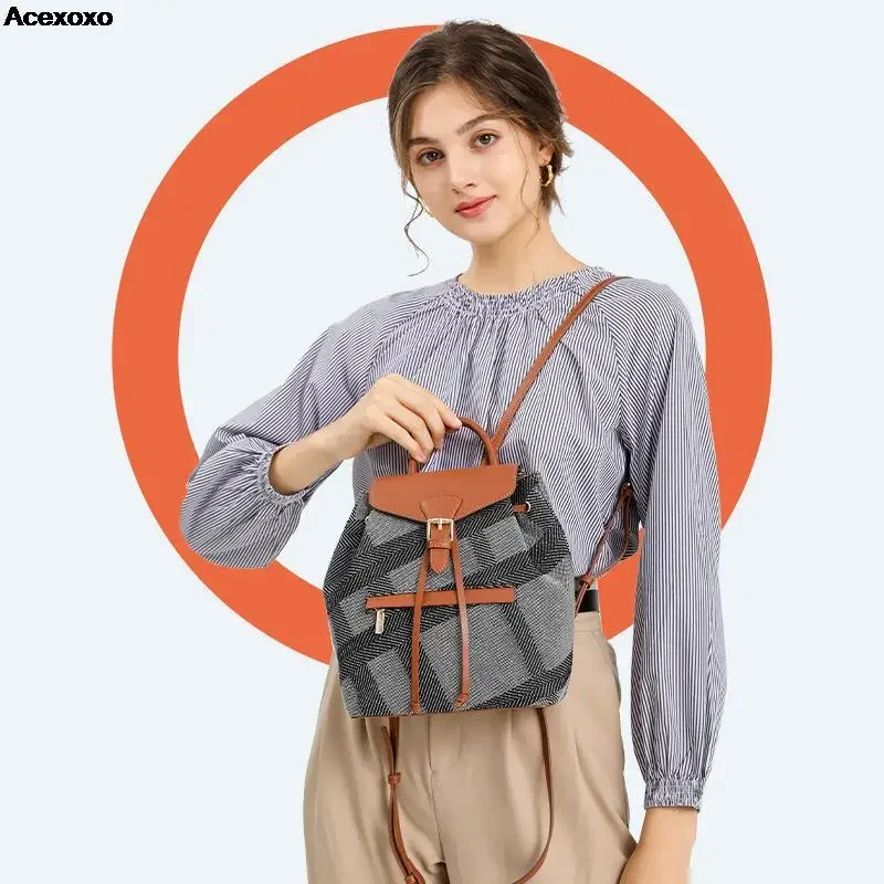 

2023 new women's fashion leisure canvas personality backpack