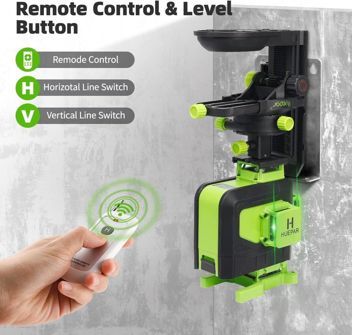 Laser Level 4D 16 Lines Cross Line Green Beam Multi function Remote Control Li-ion battery For Tiles Floor