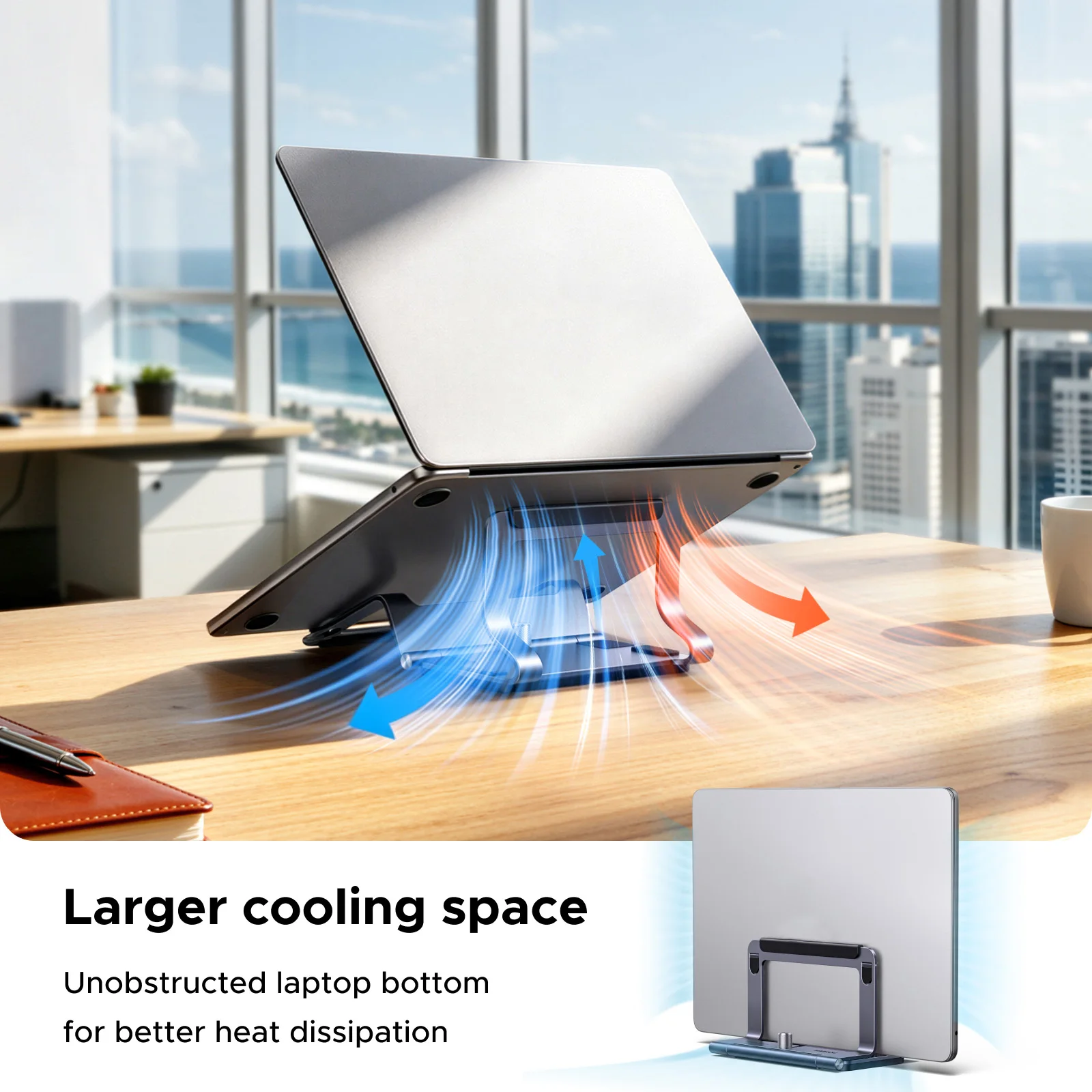 UGREEN 수평 및 수직 2-in-1 노트북 스탠드 MacBook Air용 알루미늄 노트북 스탠드 MacBook Pro 태블릿 iPad 폰 스탠드용