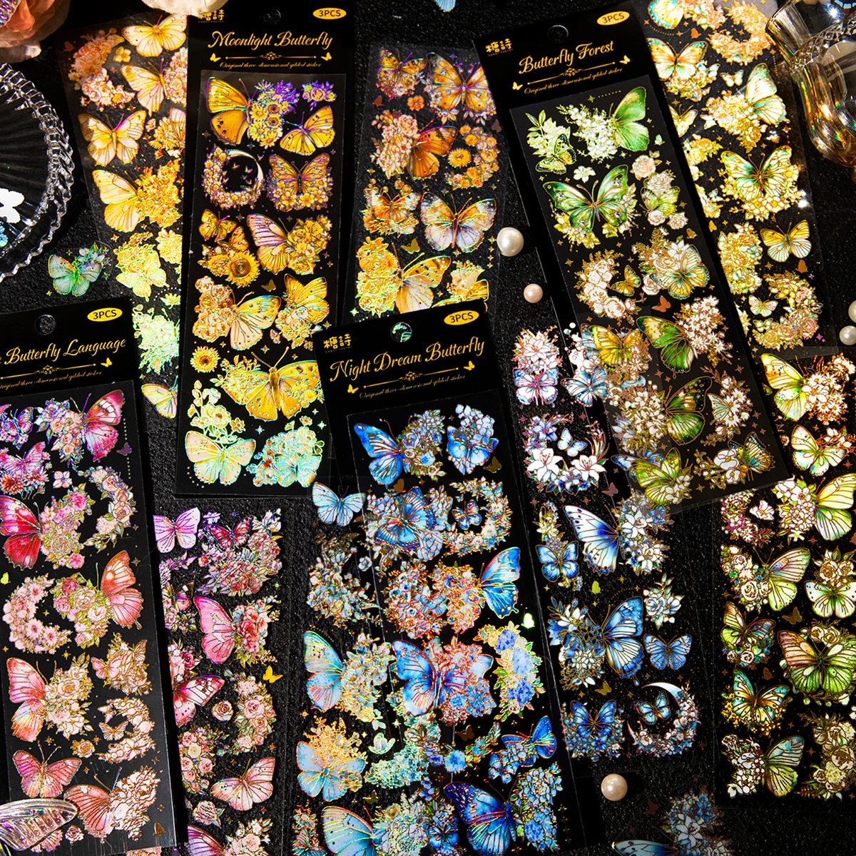 

Journamm 3pcs/pack PET Butterfly Stickers DIY CUT Scrapbook Materials Collage Junk Journal Aesthetics Stationery Decor Stickers