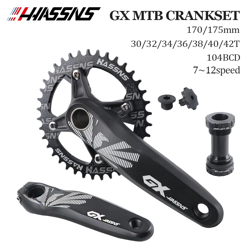 HASSNS GX Crankset MTB Connecting Rods Mountain Bike Cranks Chainring
