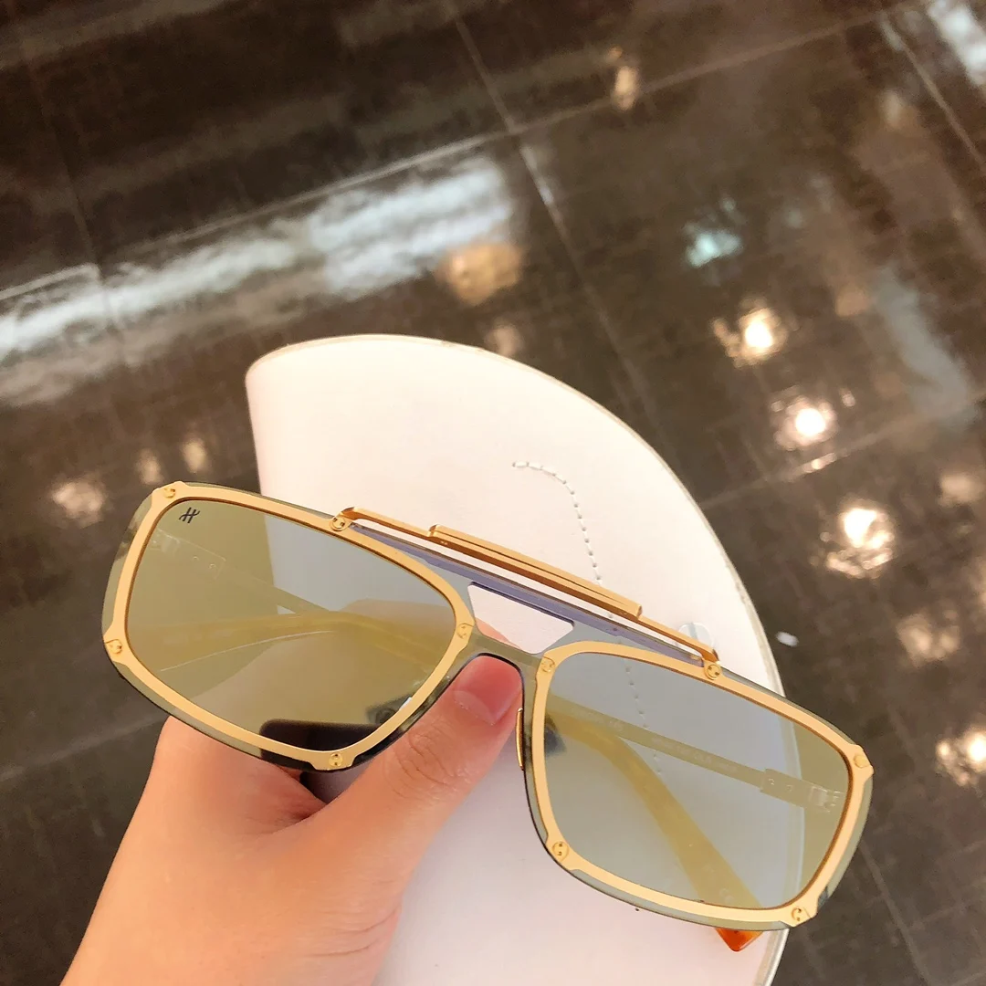 

Luxury Vintage Fashion Industry Style Sunglasses Retro Square Design Alloy-Acetate Integral TAC Lens Women Man A+ High Quality