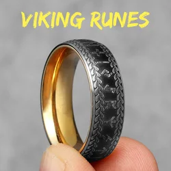 Vintage Nordic Celtic Knot Stainless Steel Rings - Viking Inspired Jewelry Gift - 8 (R1020 - Gold)