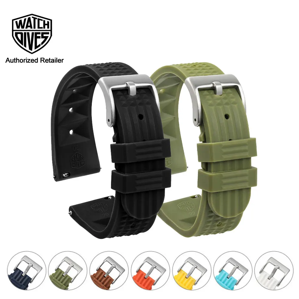 

Watchdives 20mm Rubber Waffle Watch Band 22mm Universal Quick Replacement Rubber Watchband Waterproof Strap Watch Accessories