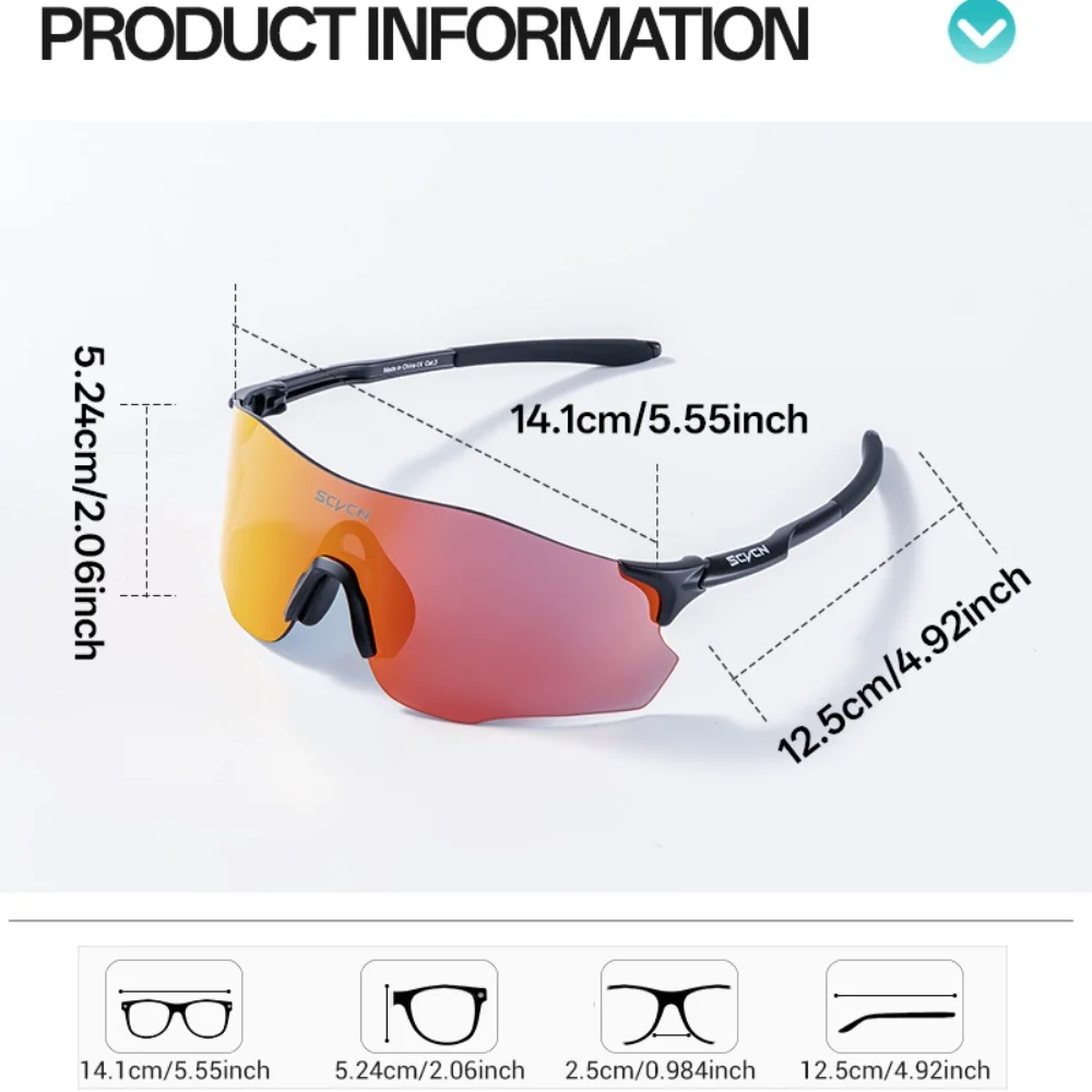 SCVCN Photochromic Rimless Sunglasses for Man Cycling Glasses Driving Eyewear Women Mountain Bike Outdoor Sport Goggles UV400
