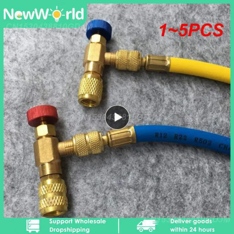 

1~5PCS R410a R22 Refrigeration Tool Air Conditioning Safety Valve Adapter 1/4" 5/16" Inch Male/Famale Thread Charging Hose