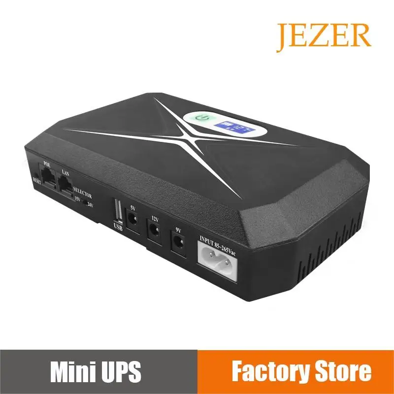 2023 JEZER 10400mAh 36W 2A 5V/9V/12V Large Capacity Multipurpose Mini Portable UPS Backup Power Adapter for WiFi, Router