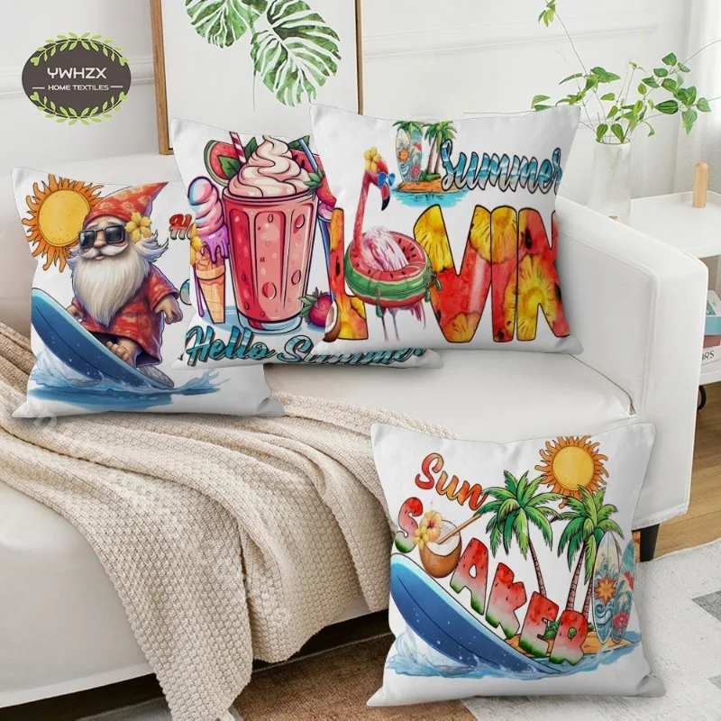 

Summer Print Pillow Case Cushion Cover Sofa Christmas Decorative Peachskin Cartoon Pillows Home Garden PillowCase Decor Gift