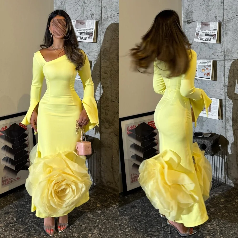 Customized Modern Style Jersey Handmade Flower Straight Off-the-shoulder Long Dresses Bespoke Occasion Dresses Exquisite Fashion S53885163230a44da9c65bd19622ee921H