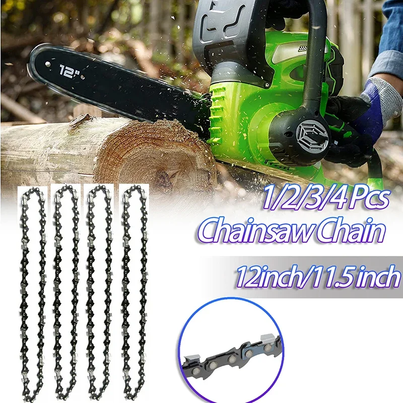 1/2/3/4Pcs 12/11.5 Inch Chainsaw Saw Chain 44 Drive Link 22 Cutter 3/8" LP.050" Steel Chain Replacement Part for Electric Saw chainsaw chain
