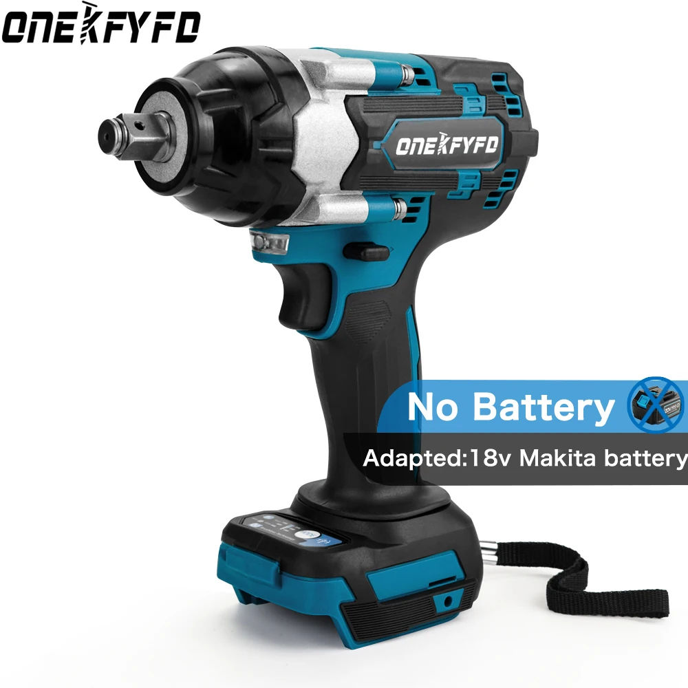 Brushless Cordless Electric Impact Wrench Rechargeable LED 1/2