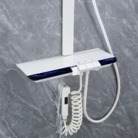 Back Spray Piano Digital Bathroom Shower System Faucet Rain Shower Head White Spa Waist Spray Piano Thermostatic Bath Shower Set 2