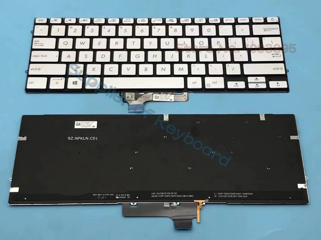 Teclado Prateado para Asus Zenbook 14 Ux431 Ux431fl Ux431flc Ux431fa Ux431fn Ux431da S431 S431f S43fa S431fl Eua Reino Unido Francês Novo