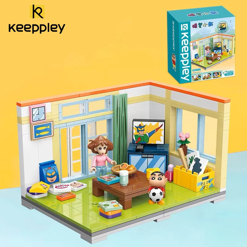 Фото Новый конструктор Keeppley Crayon Shin-chan, школьный автобус, гостиная, уличная модель, украшение для стола, детские игрушки, подарок для девочки №5