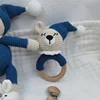 1 Set DIY Crochet Bear Baby Teether Newborn Bunny Rattle Toy Wooden Molar Teething Ring Pacifier Clips Chain Set Baby Stuff 3