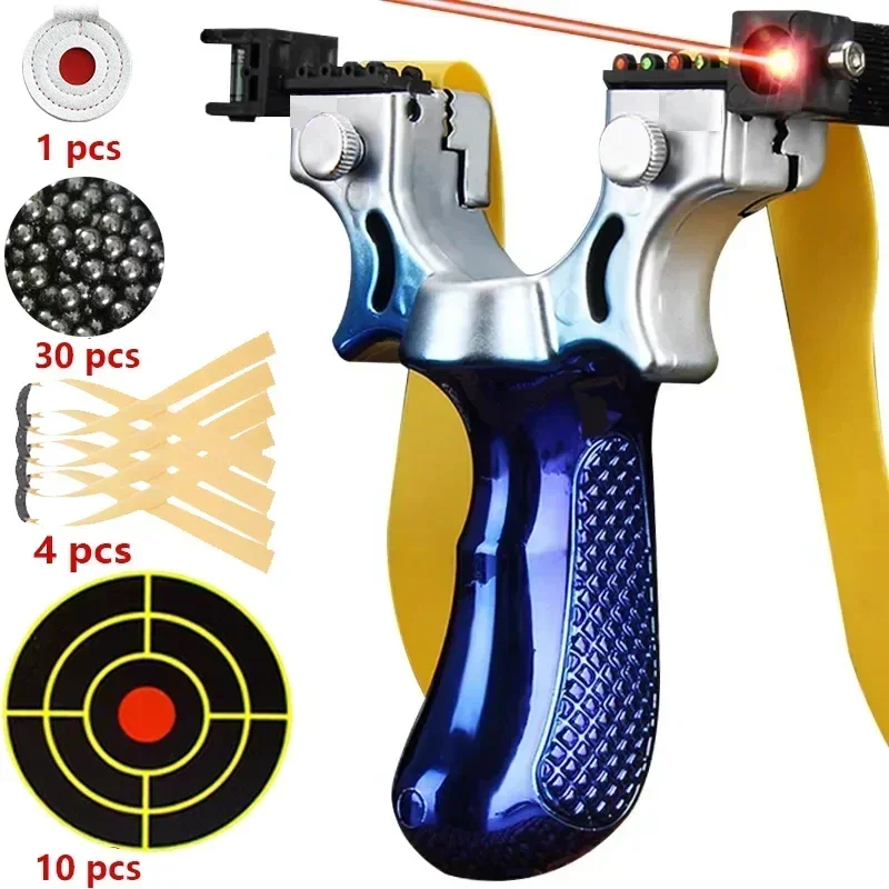 Hunting Slingshot High-power Laser Aiming Slingshot Outdoor Sports Shooting Game Practice Using High Precision Catapult Latex Slingshot Tube Slingshot Rubber Band Steel Slingshot Slingshot Ammo Slingshot Bow Sight