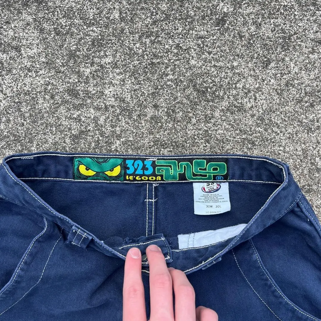Casual jeans American large pocket skull print washed wide leg jeans Y2K hip hop street loose denim men's and women's trousers