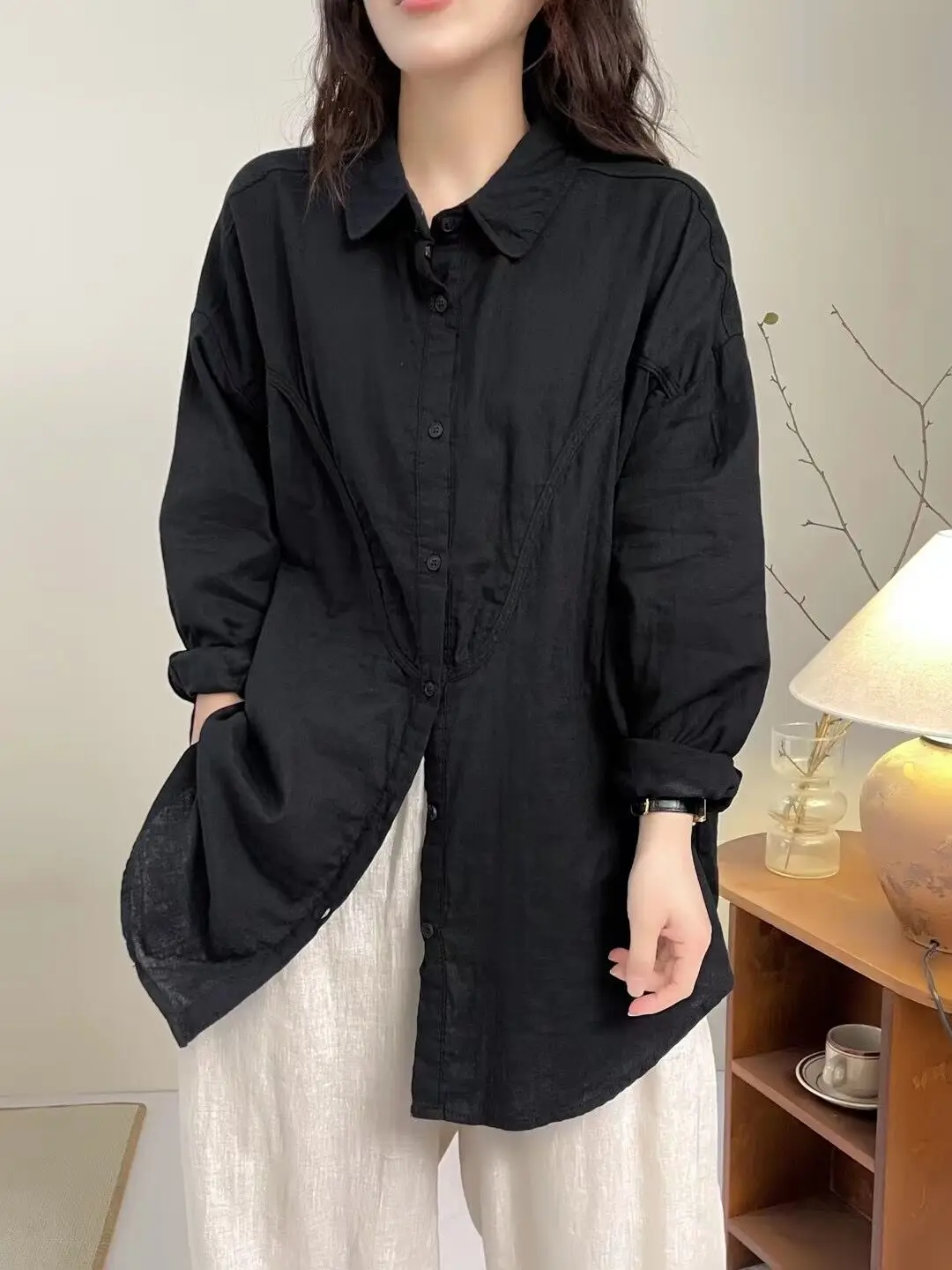 Careaymade – chemise en coton à manches longues pour femme