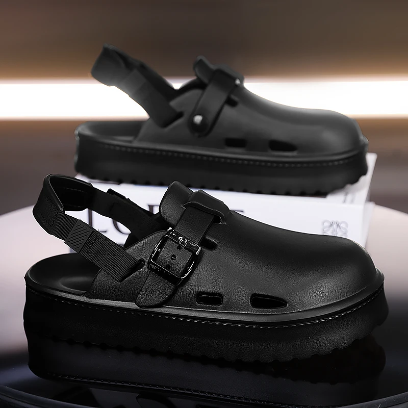 Men's Fashion Platform Clogs Sandals Summer Back Strap Eva Beach Sandles Male Non Slip Soft Sole Garden Sandals