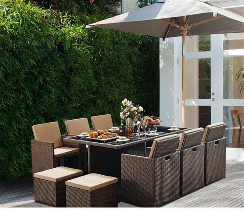 Modern Open-air Garden Furniture Sets Patio Rattan Furniture Set Waterproof and Sun-proof Armchair Leisure Outdoor Table Chairs