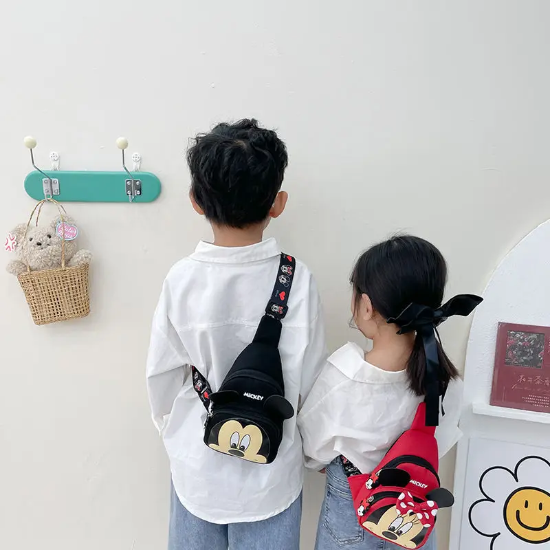 Disney Mickey's New Children's Waist Bag Cartoon Cute Boys and Girls Chest Bag Large-capacity Luxury Brand Fashion Messenger Bag