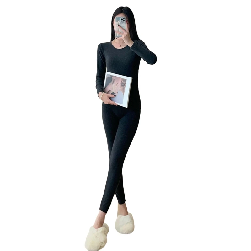 

Winter Warm Cold Weather Thermal Underwear Set Thin Intimates Outfit for Women