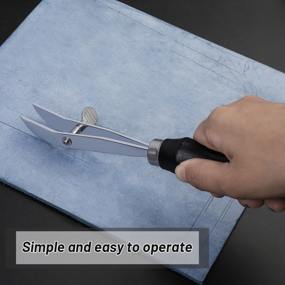 Leather Tool Adjustable Edge Creaser Scriber Scalloped Crimper for DIY Stitching