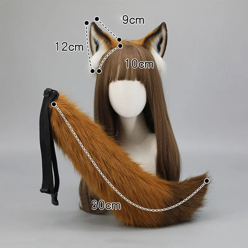 

Women Cute Fox Ear Headband Fluffy Long Tail Adjustable Belt Fox Tail Wolf Tail Furry Tail Role Play Props Party Cosplay Costume