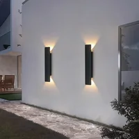 Outdoor Waterproof Wall Lamps Strip Aluminum Wall Lights 18W LED Black Wall Lamp Bedroom Exterior Outdoor Lighting Fixtures 3