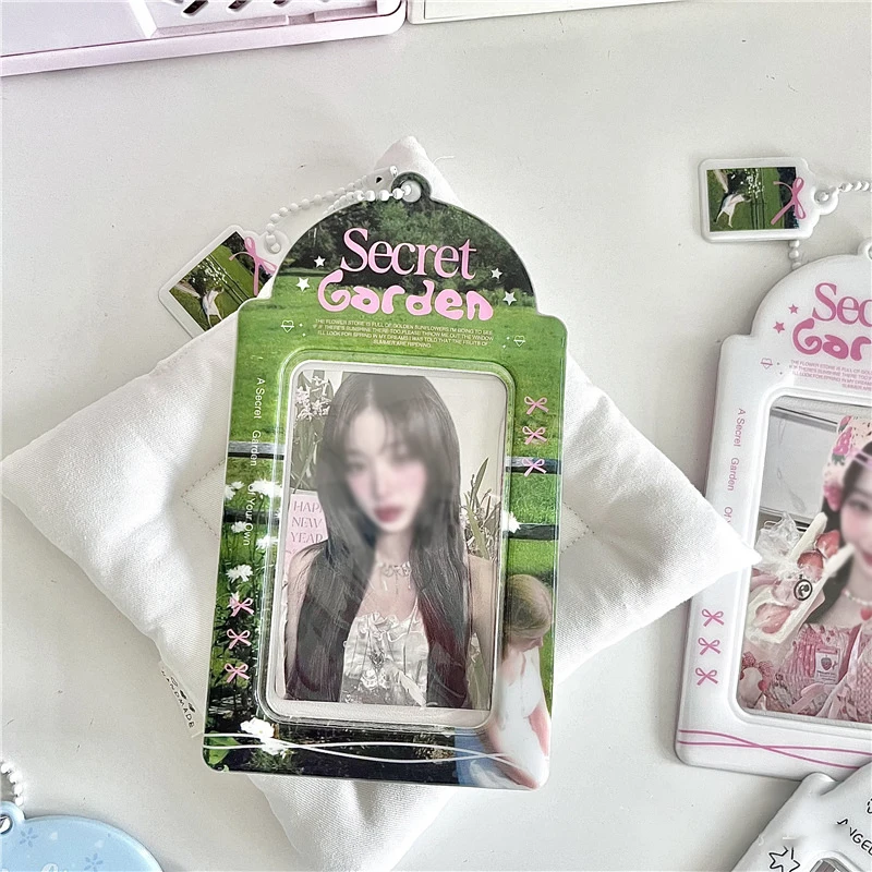 Ins Style Cartoon Puppy Photocard Holder With Keychains Cute 3inch Cards Protect Sleeves For Students 6