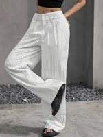 Women's Straight Leg Pinstripe Trousers High Waist Office Business Pants Casual Striped Dressy With Pockets - Image 4