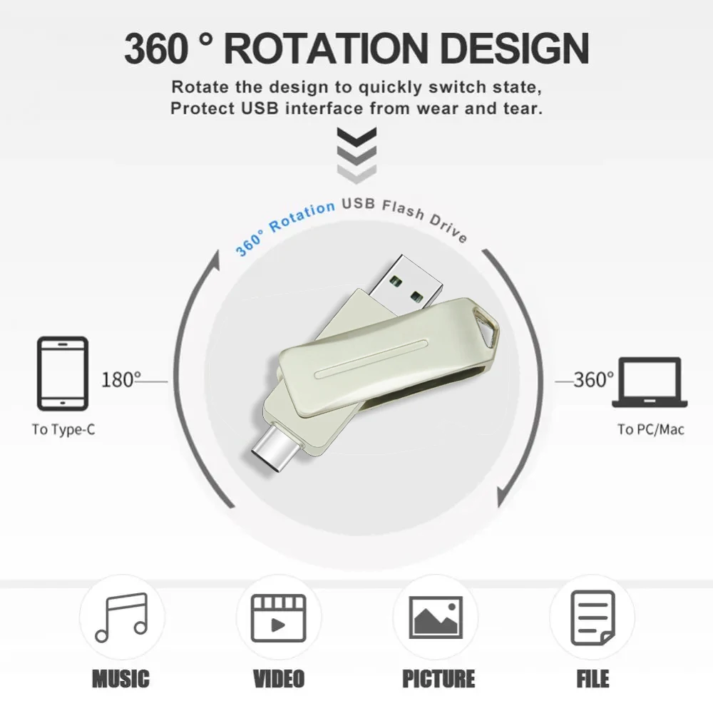 U 디스크 C타입 USB 2.0, 휴대폰 컴퓨터 상호 변속기, 휴대용 USB 플래시 디스크, 고속, 32GB, 64GB, 128GB, 로트당 10 개