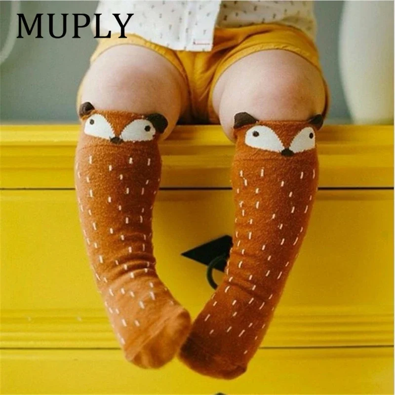 1 Pair Unisex Lovely Cute Cartoon Fox Kids baby Socks Knee Girl Boy Baby Toddler Socks animal infant Soft Cotton Socks Leg Warm 1