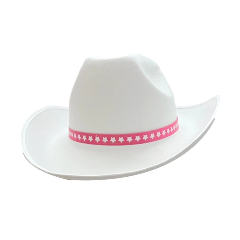 

652F White Hat Costume Accessories Western Cowboy Hat Multipurpose Decoration for Kid Girl Costume Cosplay Props Ornament