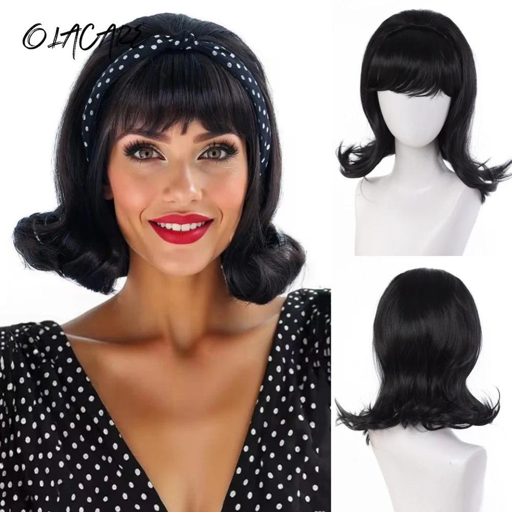 Synthetic Black Short Straight Wig For Women